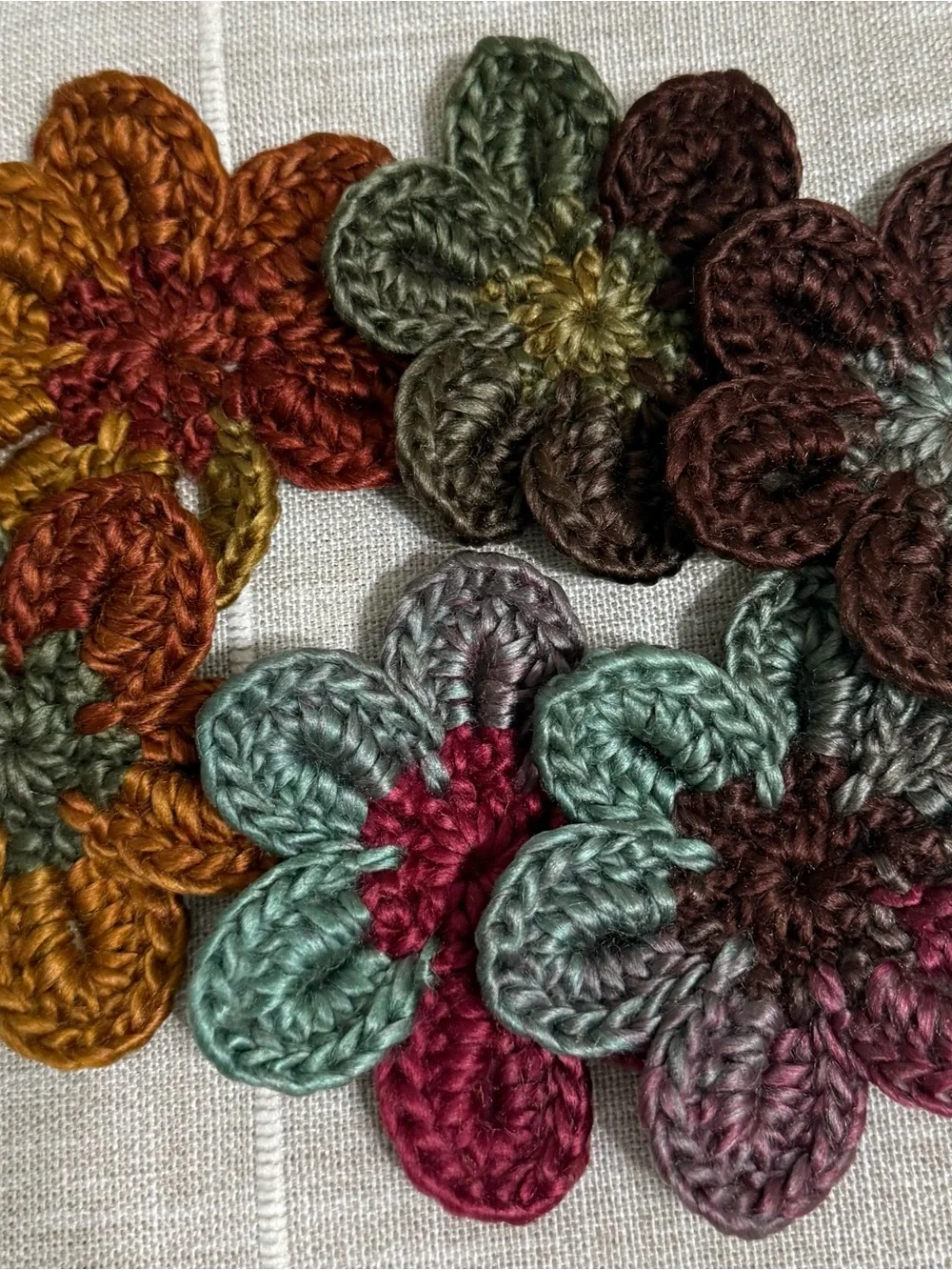 Handmade Multicolor Crochet Flower Accents - Set of 6